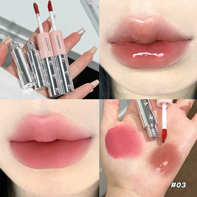 Matte Velvet Lip Tint Long Lasting - QIBEST Double Head Matte Velvet Liquid