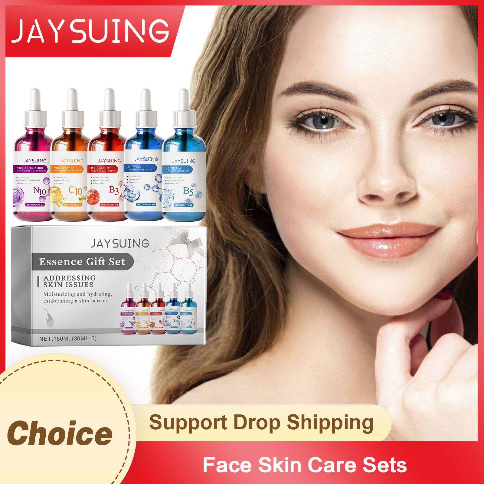 Face Serum Skin Care Sets 5PCS - Niacinamide Pore Shrinking Essence recension och pris