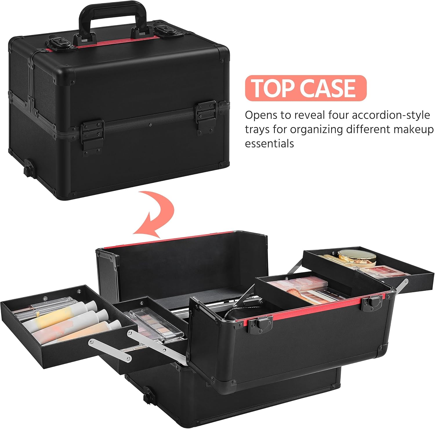 Black 4‑in‑1 Lockable Rolling  - Makeup recension och pris