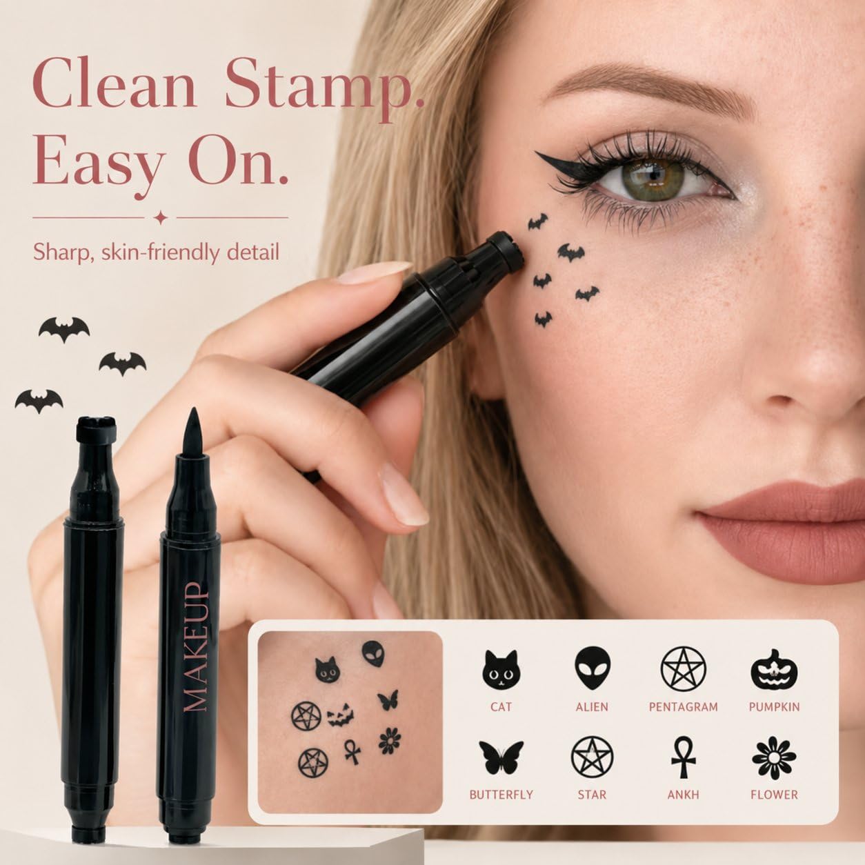 Halloween Dual-Ended Stamp Eye - Waterproof Liquid Eyeliner Pen recension och pris
