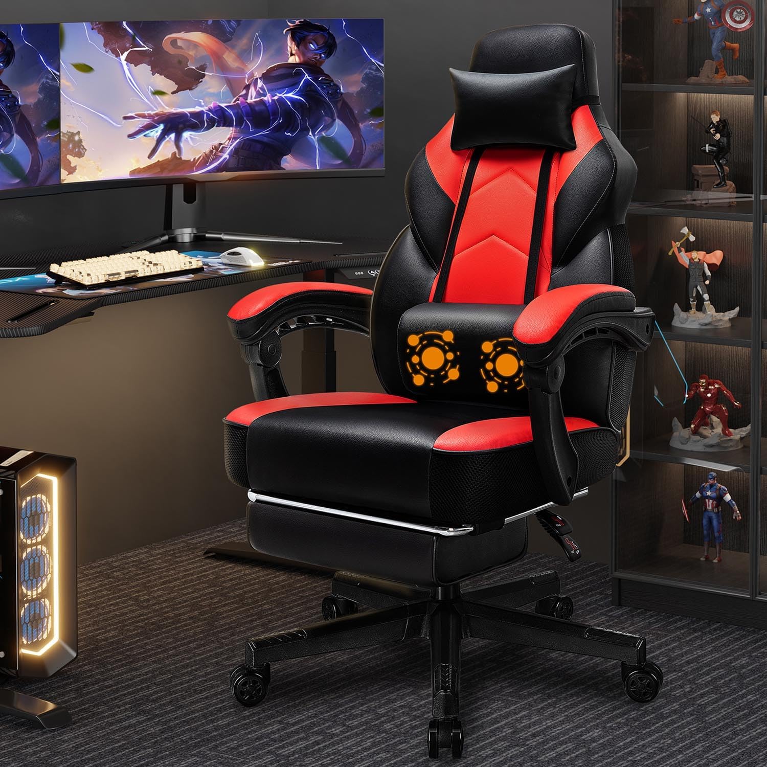 Gaming Chair with Footrest, Ma - Massage recension och pris