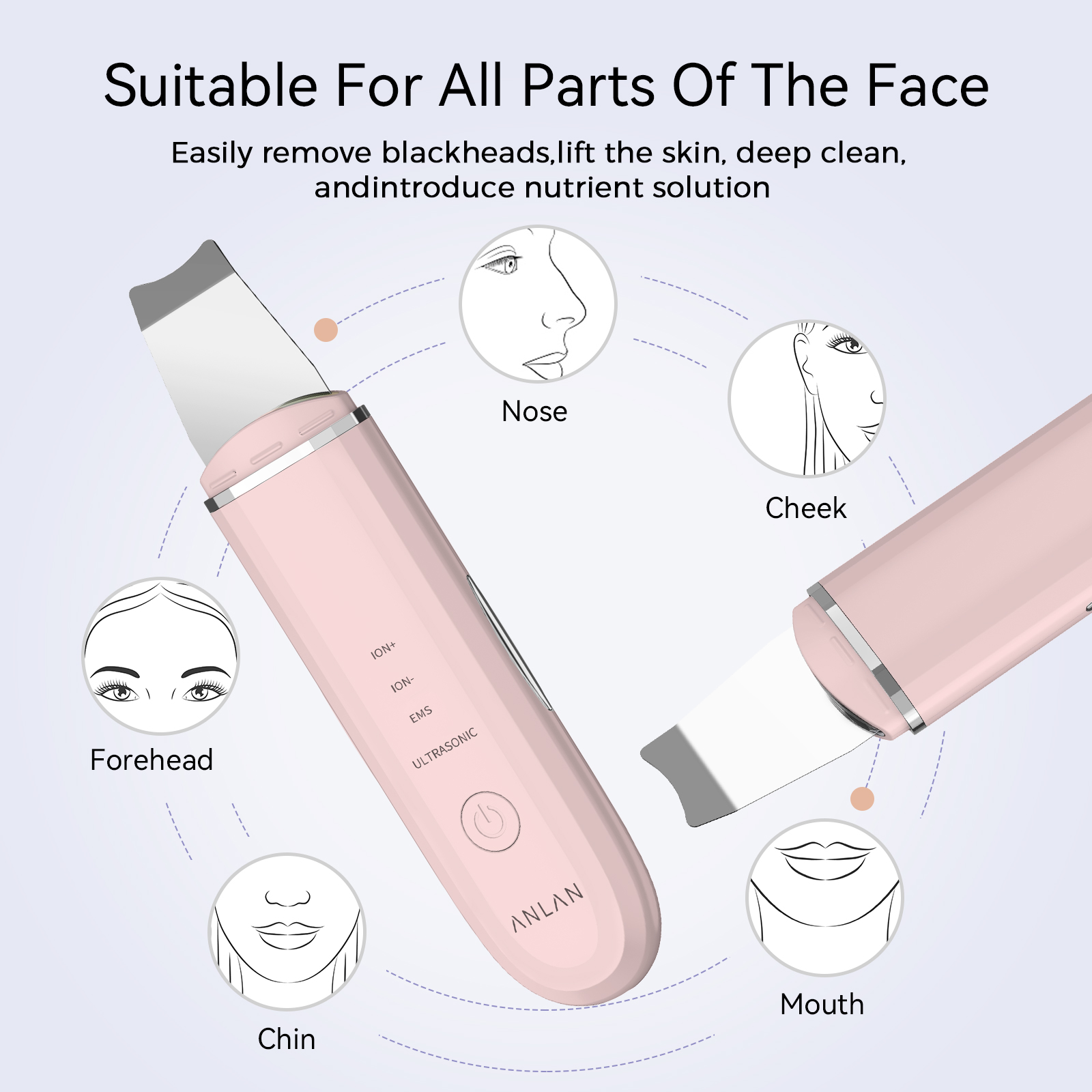 ANLAN Ultrasonic Skin Scrubber - Led Light Therapy Face Mask recension och pris