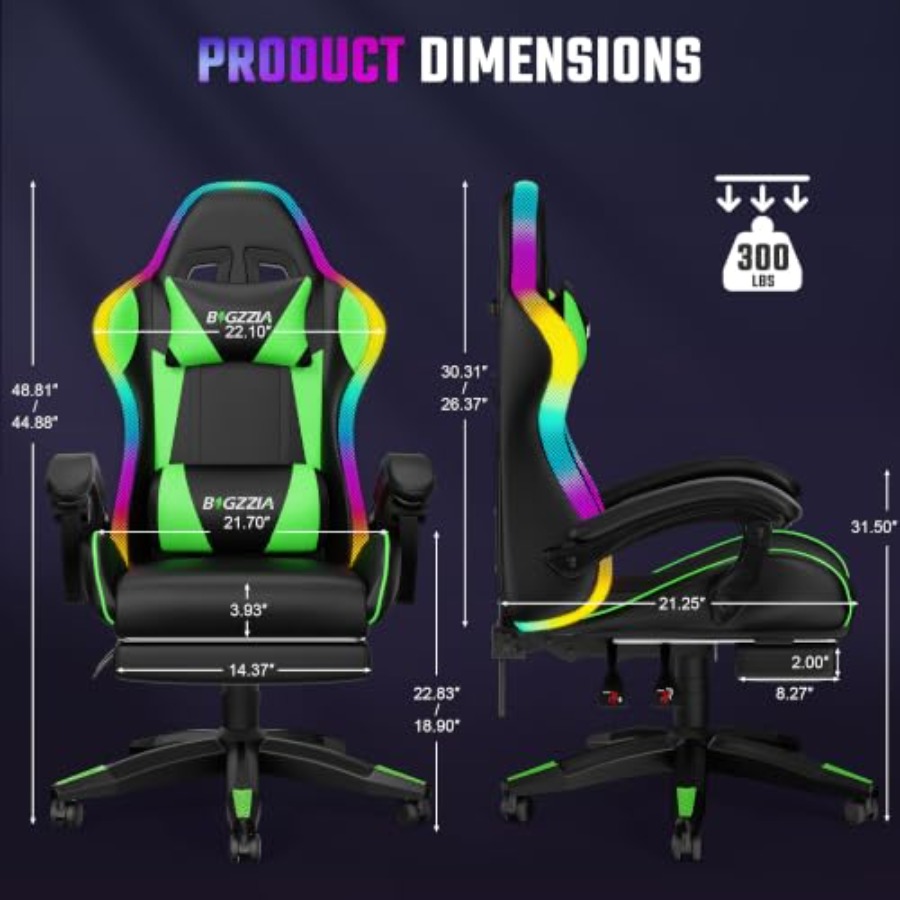 RGB gaming chair with footrest - Massage recension och pris