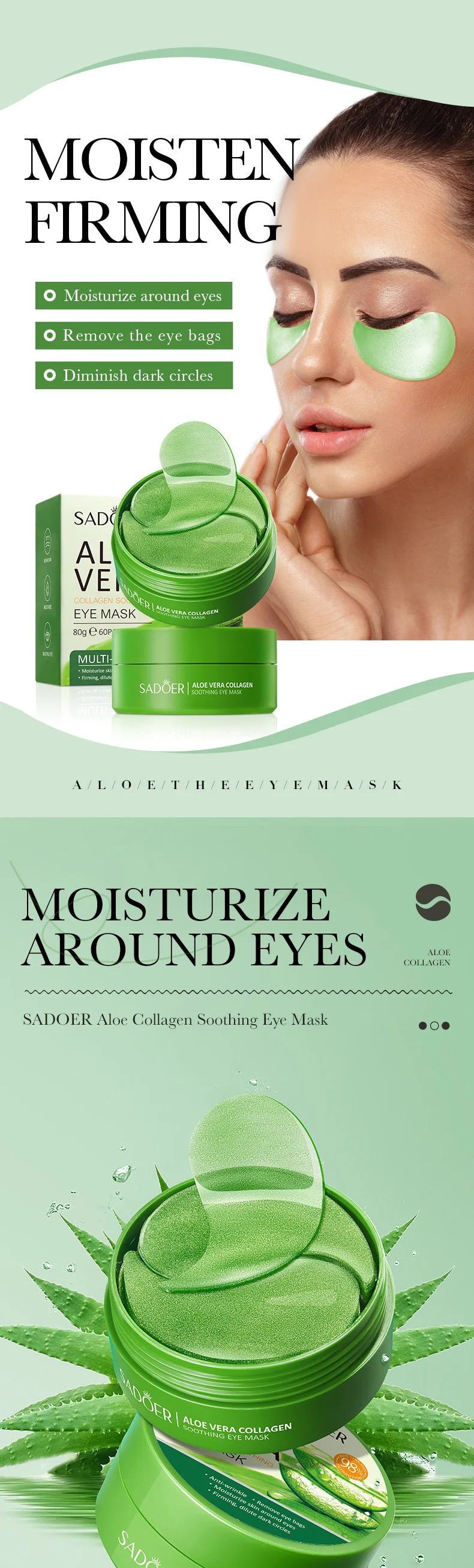 60pcs Aloe Vera Collagen Eye M - Collagen Under Eye Patches recension och pris