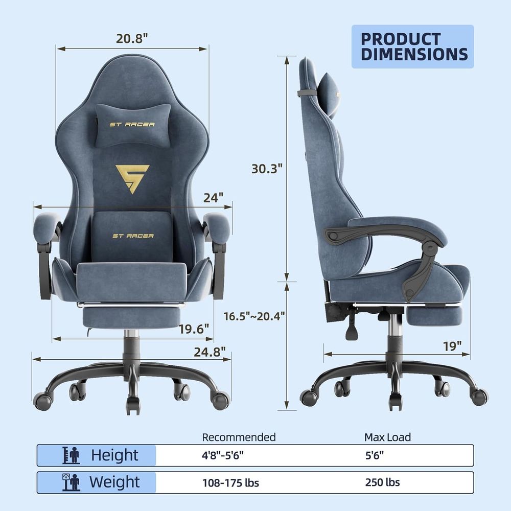 Ergonomic Gaming Chair with Fo - Massage recension och pris